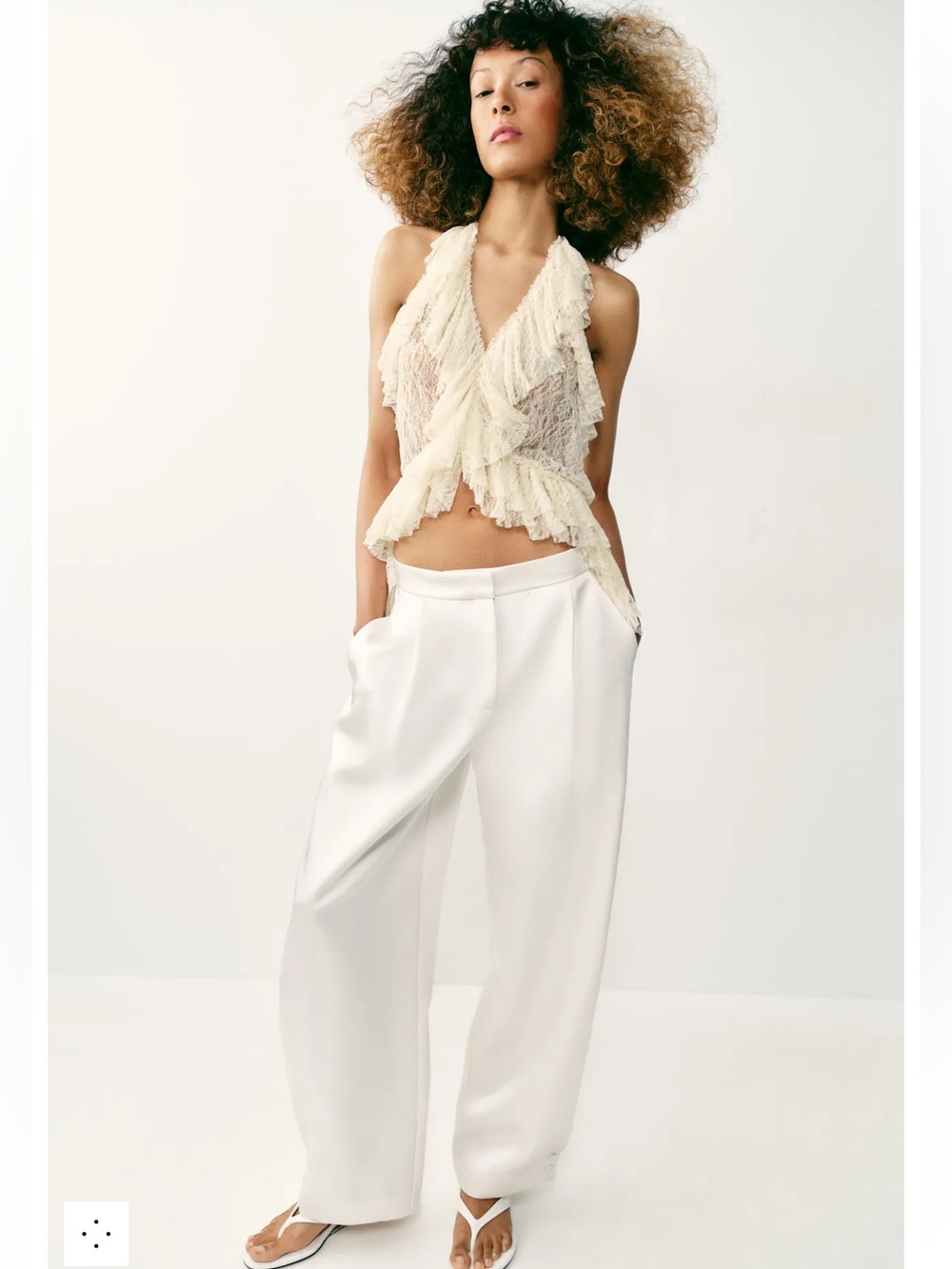 Zara RUFFLED LACE TOP - Picture 5 of 13